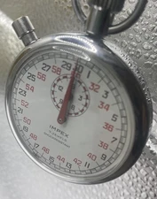 Impex Shock Resistant 7 Jewel Swiss Silvertone Vintage Stop Watch - Working