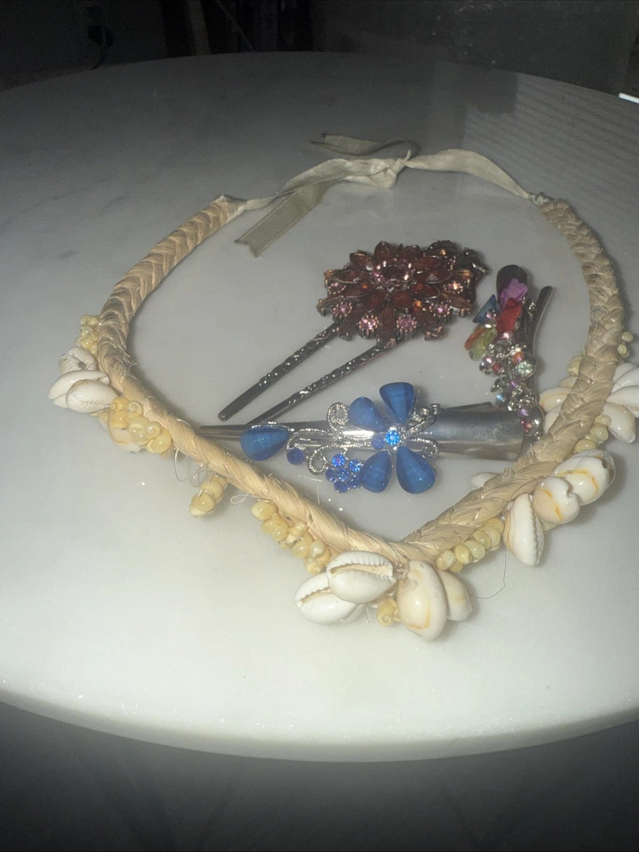 Juego De 5 Accesorios Hawaianos: Collar De Flores, Diadema, Pulseras (2) Y Horquilla | Fiesta Tropical, Disfraz, Decoración | Poliéster Y EVA
