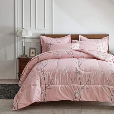 AIKASY Bed in a Bag 6 Pieces Twin Size - Floral Print - Soft Microfiber, Reve...