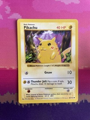 Pokemon Karte Pikachu Shadowless Base Set Red Cheeks 58/102 Near Mint