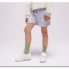 Nike Kids Lilac Fleece Shorts Youth Size S Embroidered Logo Drawstring Waist