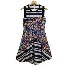 Auth LANVIN en Bleu - White Dark Navy Multi Women's Dress