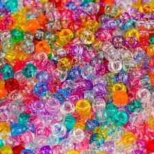 1000 pcs Glitter Pony Beads Bulk, Acrylic 9mm Large Plastic Bead 9mm,