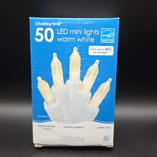 Holiday Time Clear Warm White Mini Lights 50 Lighted Length 12.5ft White Wire I3
