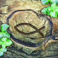 20 Servietten Ichthys Im Baum/Kommunion/Konfirmation/Taufe 33X33Cm