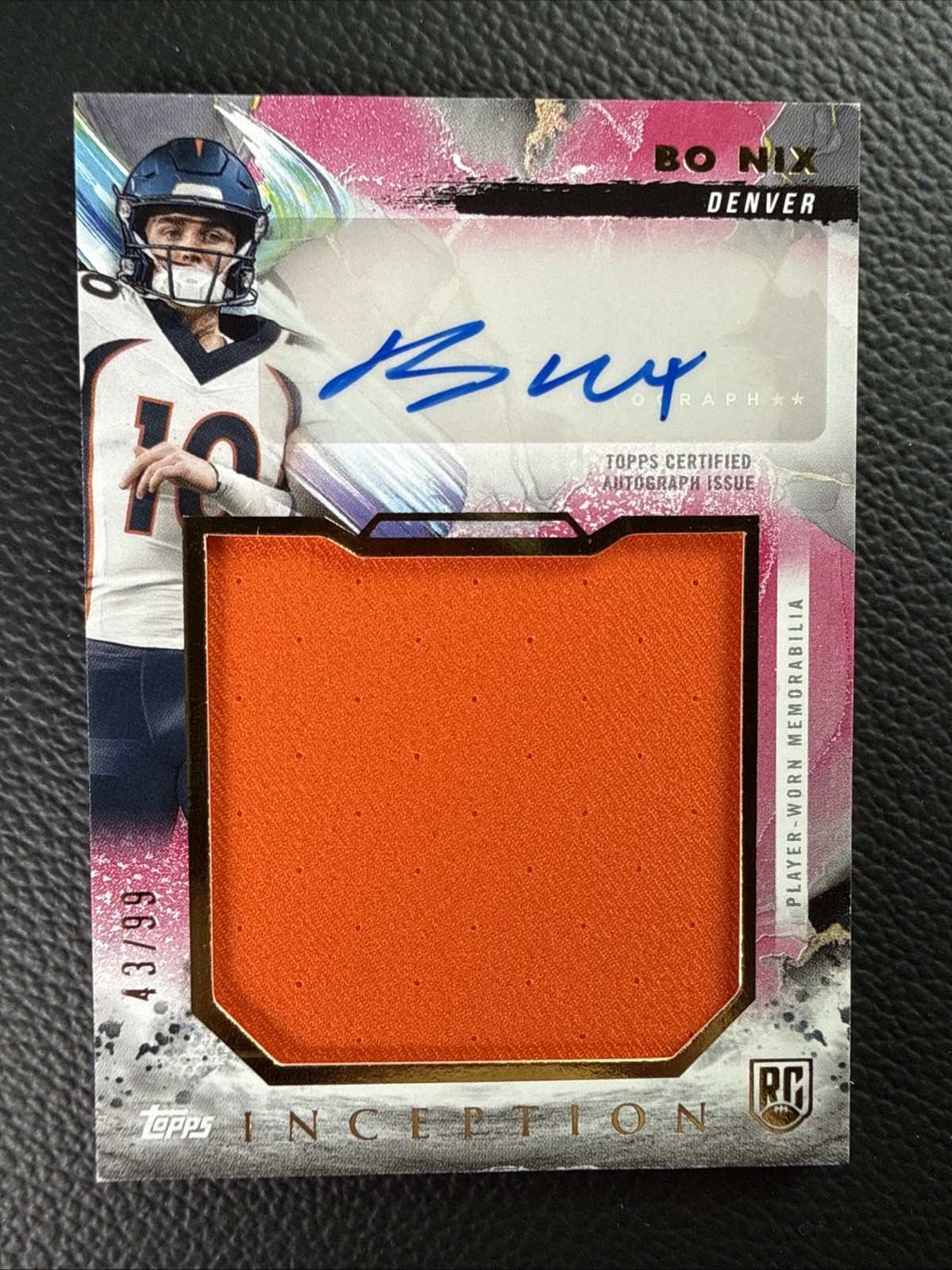 2024 Topps Inception Bo Nix Magenta/99 Jumbo Rookie Patch Auto #RJRA-BN RPA