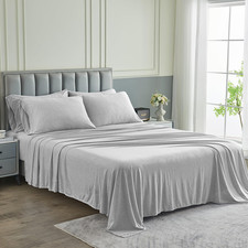 Pure Bedding Bed Sheets - Queen Sheet Set 6-Piece Heather Light Grey - Hotel