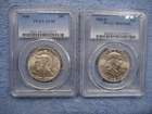 ALL SILVER & PCGS :1945 WALKING LIBERTY HALF AU58+ 1954 D FRANKLIN HALF FBL MS62