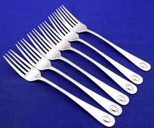 SET 6 "SATIN JUPITER" DINNER FORKS ONEIDA 18-10 STAINLESS KOREA 7-3/4" RESTORED