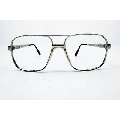 Safilo Eyeglass Frames Mens Silver Aviator Double Bridge Italy 140 39157