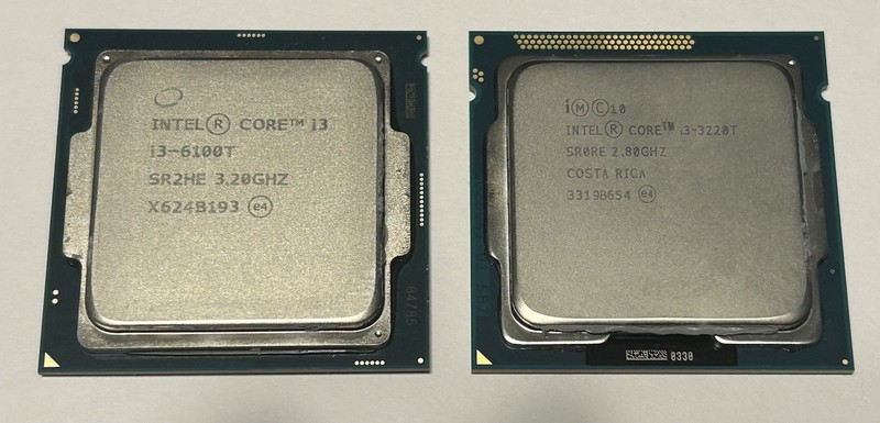 Two Intel CPUs i3-6100T & i3-3220T