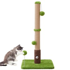 33" Tall Cat Scratching Post Premium Sisal With Toys Mouse Hole Green