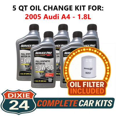 Fits: 2005 Audi A4 1.8L 6,000 Mile Synthetic Oil & Filter Kit (0W-30)