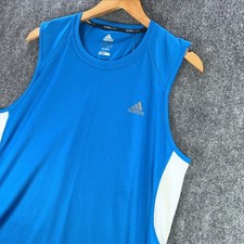 Adidas Tank Top Mens L Blue Sleeveless Runnin...