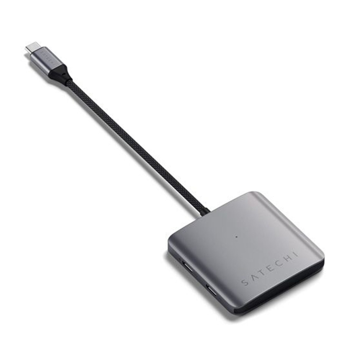 Hub USB-C 100W Power Delivery avec 4 ports de données gris sidéral pour ordinateur portable