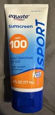 Equate Sport Sunscreen Broad Spectrum SPF 100 Water Resistant 6 Oz. Exp 06/27