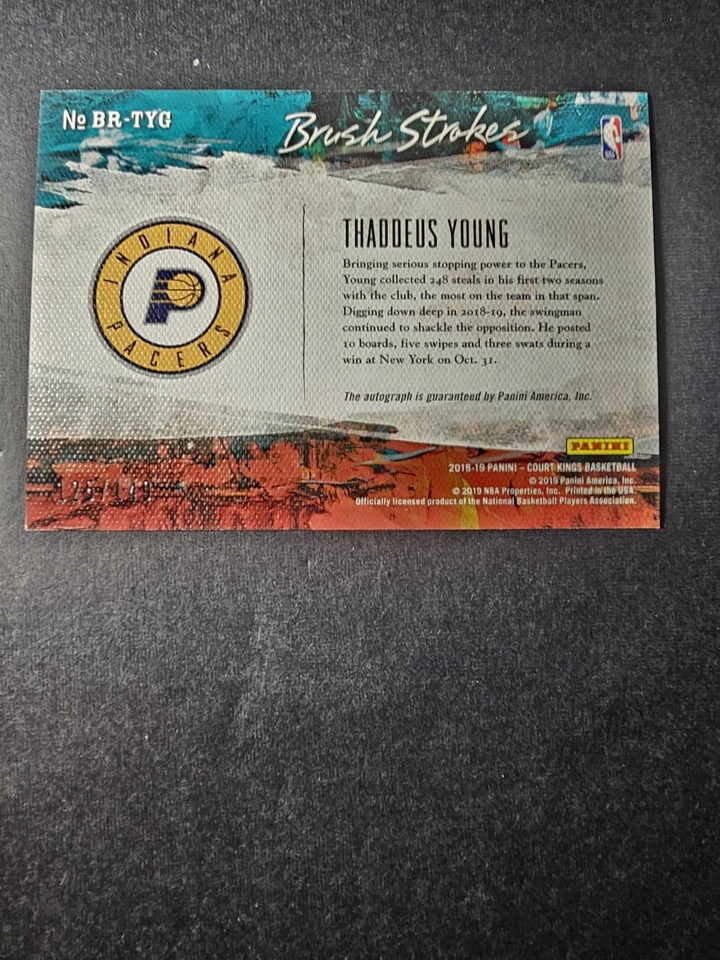 2018-19 Panini Court Kings - Brush Strokes Autographs Thaddeus Young #BR-TYG... - Image 2 of 2