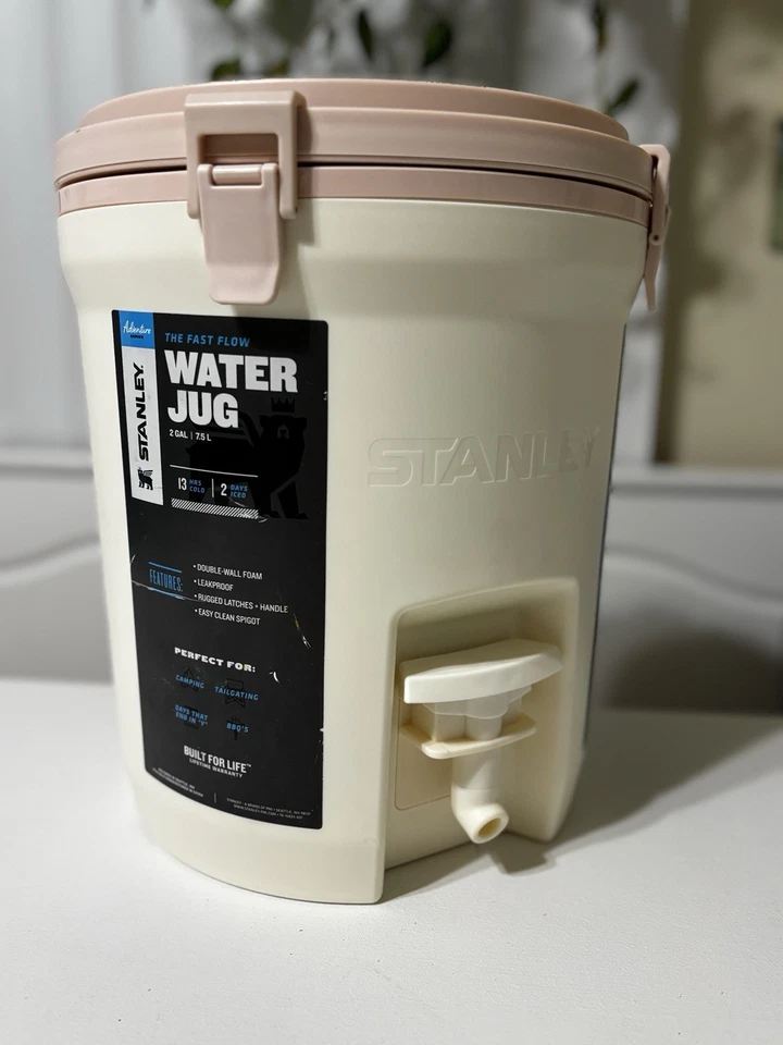 Stanley Adventure 2 Gal Water Jug 10-01938-075 Pink White Fast Flow Spigot Nice! - Image 3 of 4