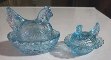    Mosser Blue Buffet Carnival Glass~Set Of 2 