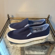 LL Bean Shoes Womens Size 10 Medium Navy Blue Canvas Slip On Casual Comfort