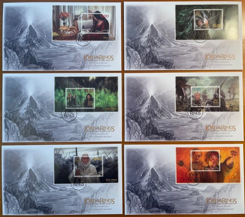 NEW ZEALAND 2023 Lord of the Rings: King 20th, Set of 6 M/S FDC's