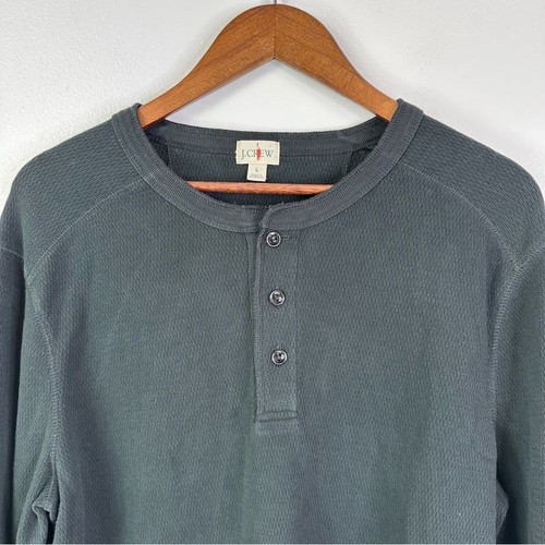 J. Crew Oarsman Heavyweight Thermal Henley Black Size L - Picture 2 of 7