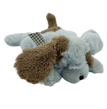 Blue Puppy Dog Plush Baby Lovey Brown Spotted Houndstooth Bow Stuffed Animal