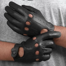 Men’s Leather Driving Gloves Fingerless Vintage Car | UK USA EU AUS