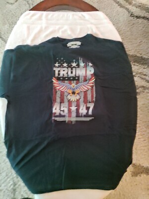 NEW 45 47 Donald Trump 2024 Shirt American Flag Eagle T-Shirt Size 4XL. T6