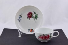 MEISSEN HAND PAINTED FLORAL TEA CUP  SAUCER