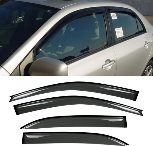 4pcs for 08 Toyota Corolla 4Dr Sedan Dark Smoke Out-Channel/Outside Mount Style