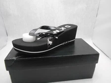 DKNY Nina Black Thong Platform Wedge Sandals Size 8 US