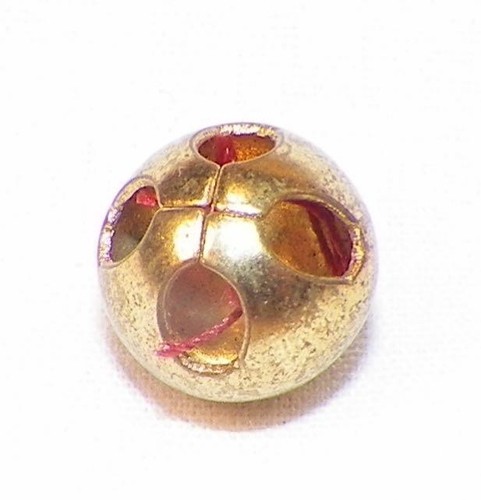 4 Brass Buttons Ball Shape Hollow Blue Purple Orange Enamel Small Vintage #67 - Picture 4 of 4