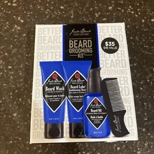 Jack Black Grooming Kit Set Beard Oil 1 Oz Full Size + Comb Lube Wash 1.5 Travel