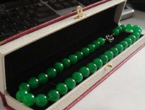 Long 22 Inches 10mm Natural Green Jade Gemstone Round Beads Necklaces - Picture 10 of 12