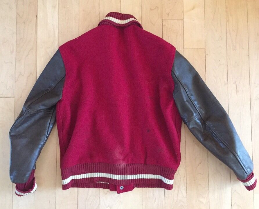 VTG SKOOKUM Letterman Jacket Wool Leather. Sz 36. Red VTG SKOOKUM Letterman Jacket Wool Leather. Sz 36. Red