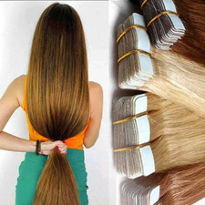 Remy Human Hair Extensions Full Head 20-60Pcs Tape in Virgin Ombre PU Skin Weft
