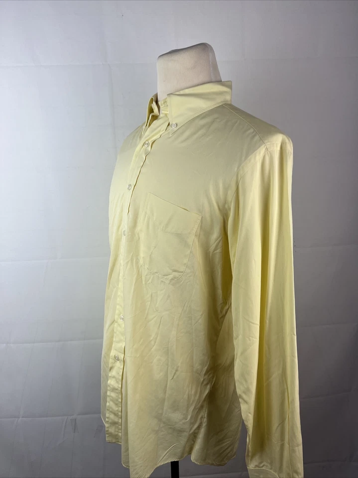 Paul Stuart Men's Yellow Solid Cotton Dress Shirt 17-17.5 34/35 $215 - Image 3 of 4