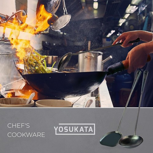 YOSUKATA Pre-Seasoned Wok Utensilien Set Blau Kohlenstoffstahl mit Kochstäbchen - Bild 8 von 8