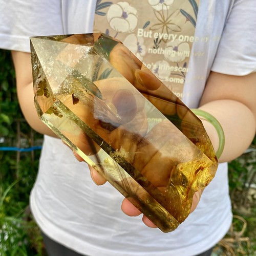 2.13LB Natural Clear Yellow Crystal Obelisk Quartz Energy Tower Point Reiki Heal - 第 8/14 張圖片