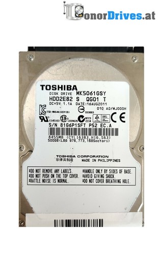 Toshiba - MK5061GSY - 500 GB - SATA - PCB G002822A*