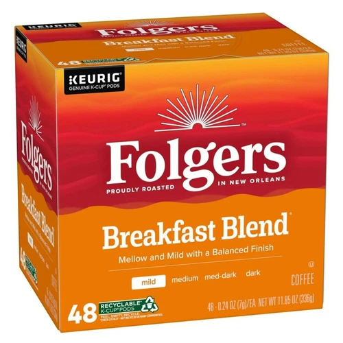2 Box Folgers Breakfast Blend, Light Roast Coffee, Keurig K Cup Pods, 48 Count - Picture 3 of 5