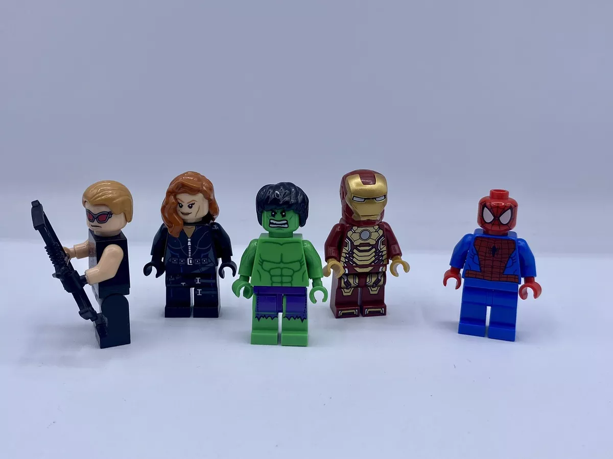 Lego 5 Minifigures Lot Avengers HULK IRON MAN M42 HAWKEYE BLACK WIDOW SPIDER MAN