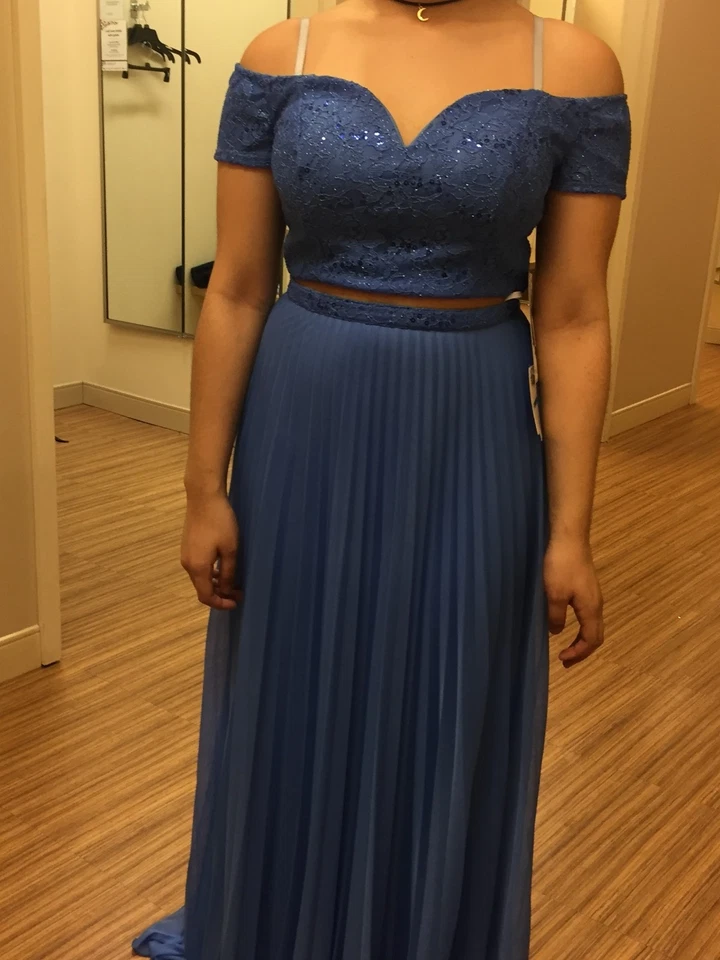 VESTIDO FORMAL BEE DARLIN AZUL GRADUACIÓN/BODA (9/10) MEDIANO Foto 2 de 4