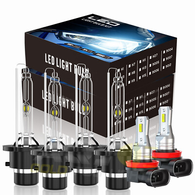 For INFINITI QX80 2014  6X HID 6000K LED Headlight Bulbs Hi/Lo+Fog Light Kit