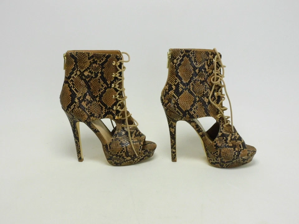 Shoedazzle FELICE PLATAFORMA CON CORDONES Serpiente Natural Para Mujer Talla 8 Foto 3 de 4