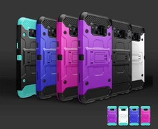 For Samsung Galaxy S8+/ S8 plus Glass Screen+Rigid Armor Kickstand Cover Case