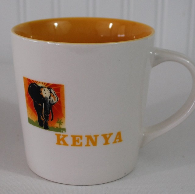 Starbucks Coffee Mug Kenya Elephant Stamp Yellow large Microwave Safe