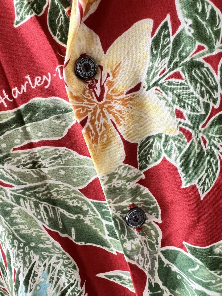Camisa Harley-Davidson Para Hombres S Hawaiana Manga Corta Tropical Floral Botón Delantero Foto 4 de 4