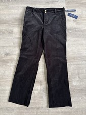 Chaps Women’s Sz.12 Black Velvet Pants Trousers Gold Button New MSRP $60